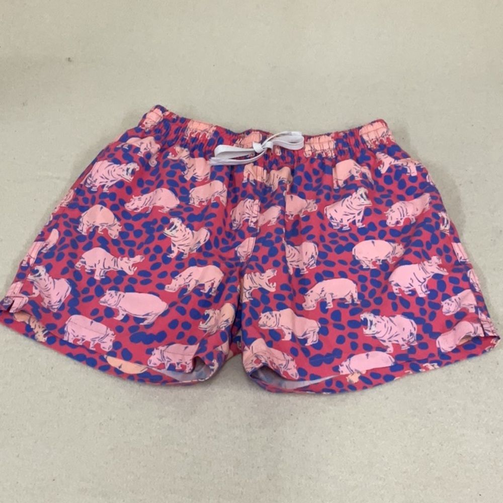Chubbies 5.5” Inseam Swim Trunks with Hippo Print, Size Small